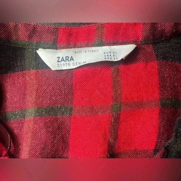 Zara Size XL Red Plaid Mini Dress with Pockets - Picture 7 of 9